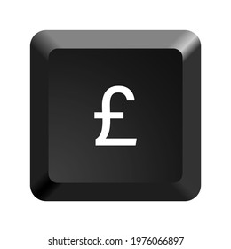 Button with pound sterling symbol. Black computer keyboard. Icon Vector Illustration.