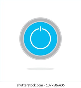 Button, power, blue icon