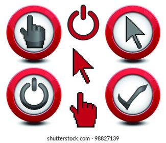 Button with power, hand and arrow cursor