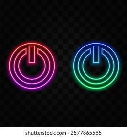 Button Button Power Neon Sign Vector Design Template. Button On Off neon design, light banner, design element, bright night advertising, bright sign..