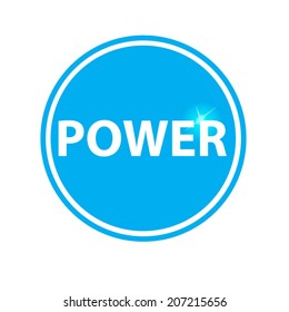 button power on blue background