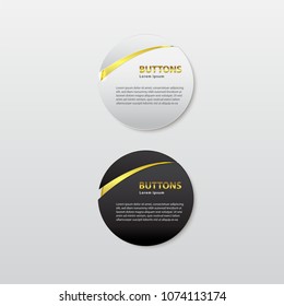 Button premium glossy black and white Gold