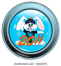 Button with Rabbit, a symbol 2011 Chinese new year vector eps10