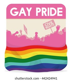 Button with rainbow flag commemorating people demanding equality rights in Gay Pride.