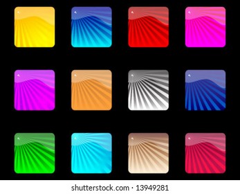 button with rays abstract