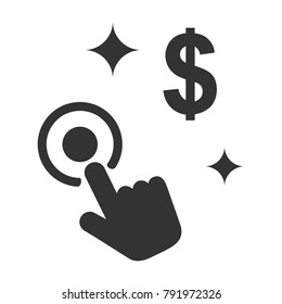 The button to receive money. Dollar. Black and white design.