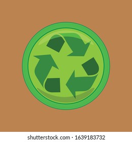Button with recycle and ecology icon reuse refuse concept, recycled paper and industrial package marks. Vector illustration EPS 10.