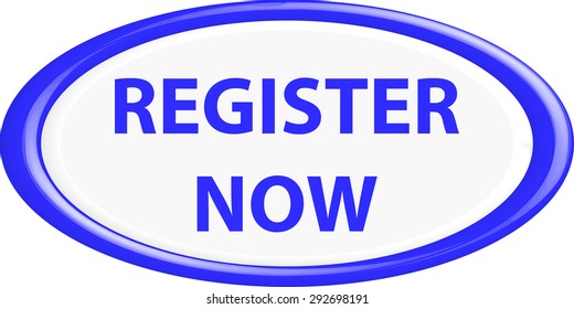 Button register now . The round shape. 3D. Vector illustration.