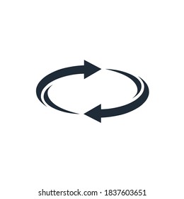  Button reload .  Flat spin arrows rotate.  Vector icon isolated on white background.