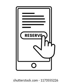Button to reserve online through mobile phone flat icon