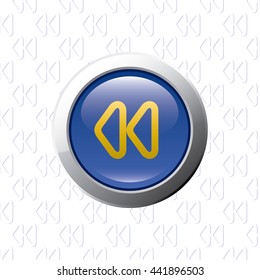 Button with Rewind Symbol - Glossy Blue Grey and Orange Elements on Rewind Symbol Wallpaper Background - Bevel 3D Realistic Style