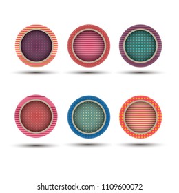 Button round circle icon vector label set, web symbol design isolated  illustration