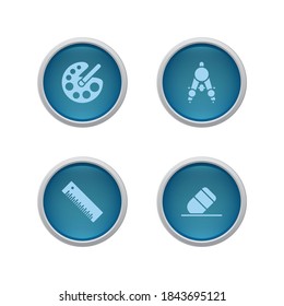 Button ruler, pallet, eraser  icon. Vector color