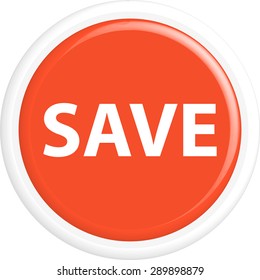 Button save . The round shape. 3D. Vector illustration.