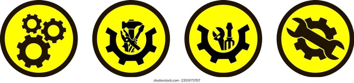 Button screwdriver pliers icon Hammer, gears Tools clipart Vector stock illustration EPS 10