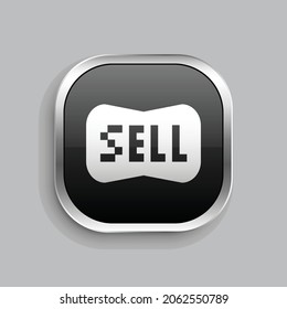 button sell icon design. Glossy Button style rounded rectangle isolated on gray background.. Vector illustration
