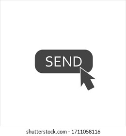 Button send with cursor icon on white isolated background. 