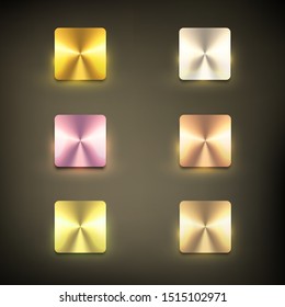 Button set color gold glossy 