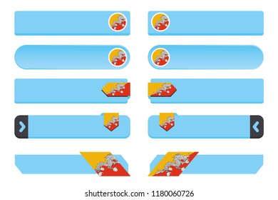 A Button Set with the Country Flag of  Bhutan