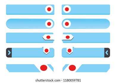 A Button Set with the Country Flag of  Japan