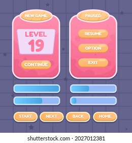 Button set designed game user interface (GUI) illustration for console and computer. Vector asset for creating medieval video and computer game. RPG, strategy, shooting, racing, fighting, simulation