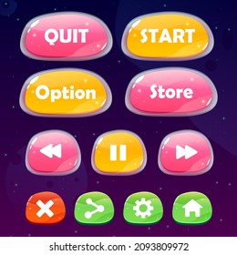 Button set designed game user interface gui illustration for video games computers