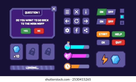 Button set designed game user interface GUI illustration 