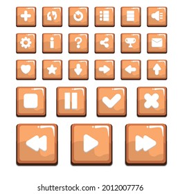 button set for game, brown color
