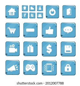 button set for game,vector ,water blue