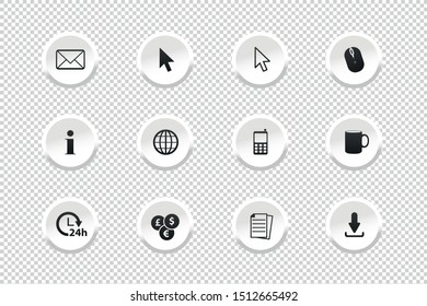 Button Set - Icons For Web Design - Vector Illustrations - Isolated On Transparent Background