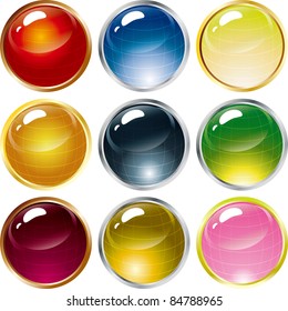 The button - Set of nine globes button