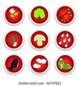 Button set red of ecology - vector