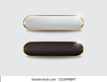 Button set web glossy black Gold - Shutterstock ID 1523498897