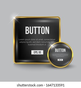 Button set web glossy  black Gold