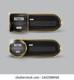 Button set web glossy  black Gold