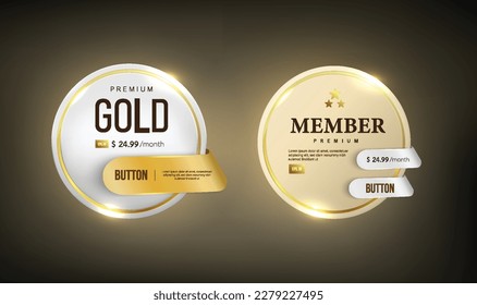 Button set web glossy luxury Gold