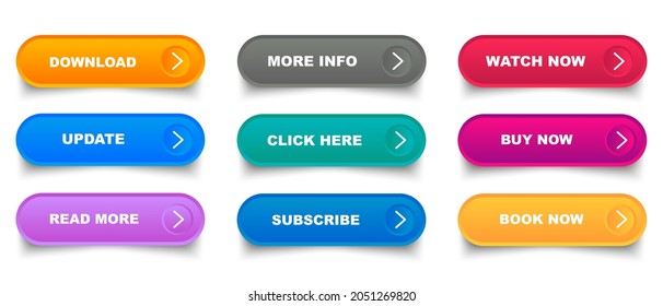 Button set for website design. Click the gradient button for decorating the program to look modern.

