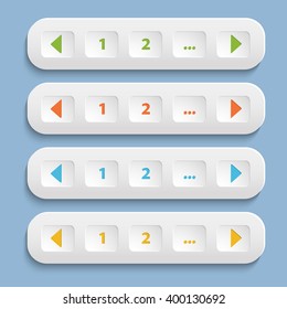 Button set.Vector Realistic Buttons  over white  with numbers and arrows with shadow.