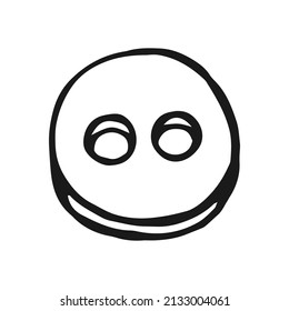 Button for sewing. Hand drawn illustration converted to vector.