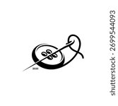 button and sewing needle designs, handmade workshop logo