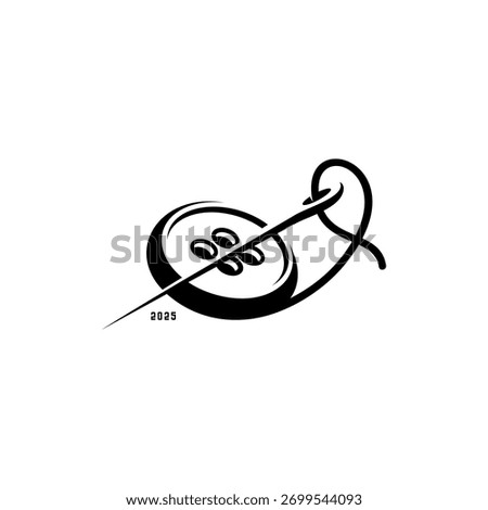 button and sewing needle designs, handmade workshop logo