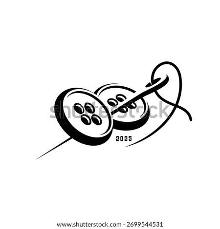 button and sewing needle designs, handmade workshop logo