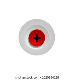 A button with a shadow with a minus sign. Vector illustration