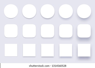 Button Shadows. Simple Shape Shadow, Clear Buttons Badges And Miscellaneous Shapes Material Shadows. App Surface Button, Interface Ui Apps Badge. Isolated 3d Realistic Vector Icons Set