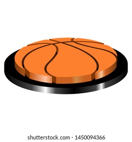 Button shaped basketball ball on a white background - Vector