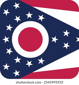 Button shaped printable vector flag of the United States of America federal state of OHIO