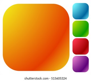 Button shapes, backgrounds in 5 bright glossy color