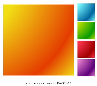 Button shapes, backgrounds in 5 bright glossy color