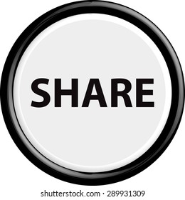 Button share . The round shape. 3D. Vector illustration.