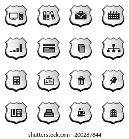 Button shield business & office icons set